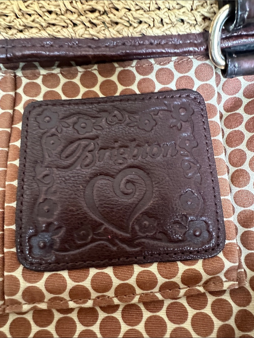 Brighton Woven Straw & Faux Crocodile Leather Crossbody Bag Purse - Picture 7 of 15